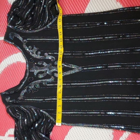 VINTAGE SILK Sequins bubble sleeve dress - Picture 11 of 15